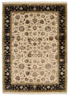5x7 Ivory and Black Turkish Silk Rug