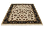 5x7 Ivory and Black Turkish Silk Rug