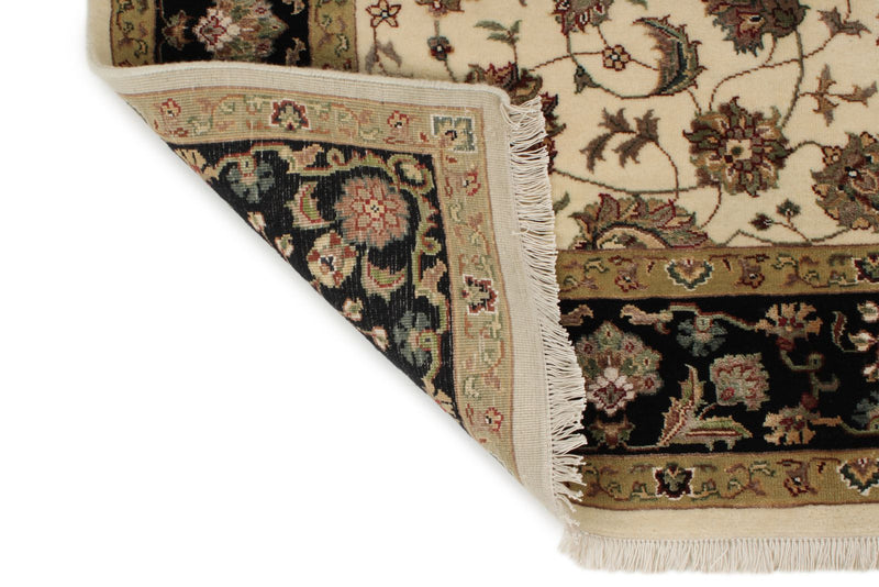 5x7 Ivory and Black Turkish Silk Rug