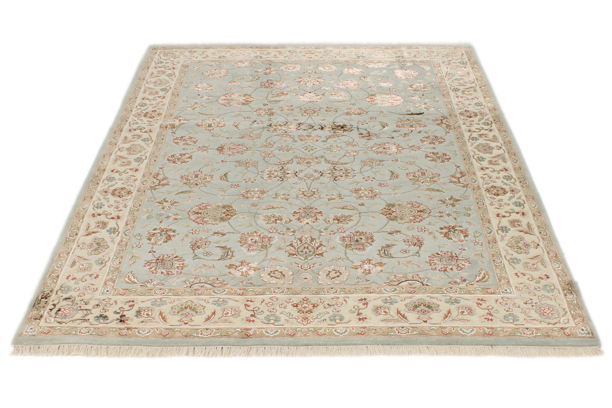 5x7 Light Blue and Ivory Turkish Silk Rug