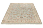 5x7 Light Blue and Ivory Turkish Silk Rug