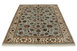 5x7 Light Blue and Ivory Turkish Silk Rug