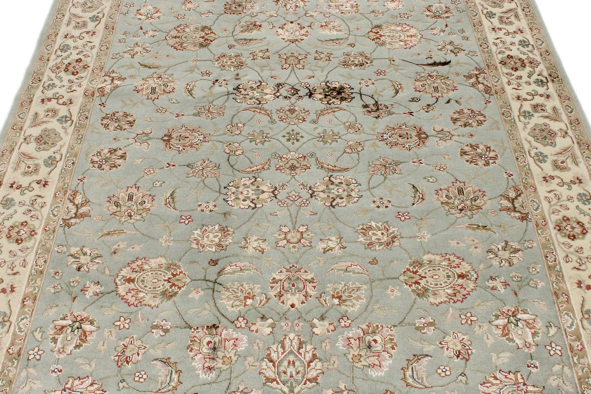 5x7 Light Blue and Ivory Turkish Silk Rug
