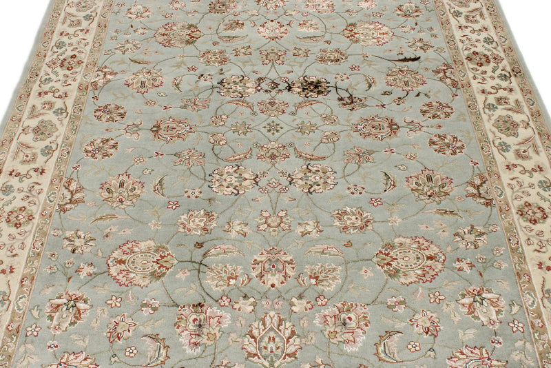 5x7 Light Blue and Ivory Turkish Silk Rug
