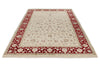 6x9 Ivory and Red Turkish Silk Rug