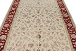 6x9 Ivory and Red Turkish Silk Rug