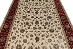 6x9 Ivory and Red Turkish Silk Rug