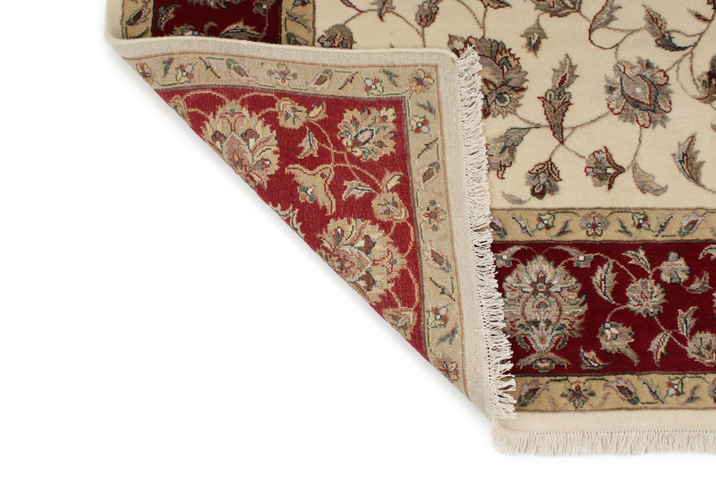 6x9 Ivory and Red Turkish Silk Rug