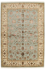 6x9 Light Blue and Ivory Turkish Silk Rug