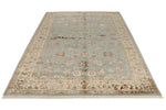 6x9 Light Blue and Ivory Turkish Silk Rug