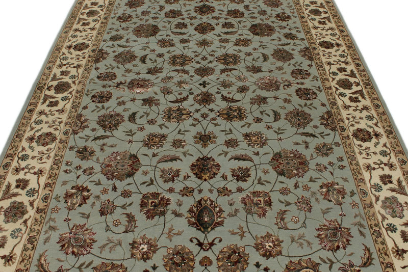 6x9 Light Blue and Ivory Turkish Silk Rug