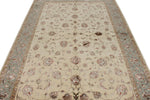 6x9 Ivory and Light Blue Turkish Silk Rug
