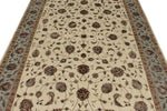 6x9 Ivory and Light Blue Turkish Silk Rug