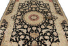 6x6 Black and Black Turkish Silk Rug