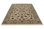 6x9 Ivory and Light Blue Turkish Silk Rug