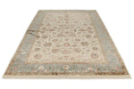 6x9 Ivory and Light Blue Turkish Silk Rug