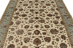6x9 Ivory and Light Blue Turkish Silk Rug