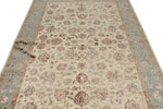 6x9 Ivory and Light Blue Turkish Silk Rug