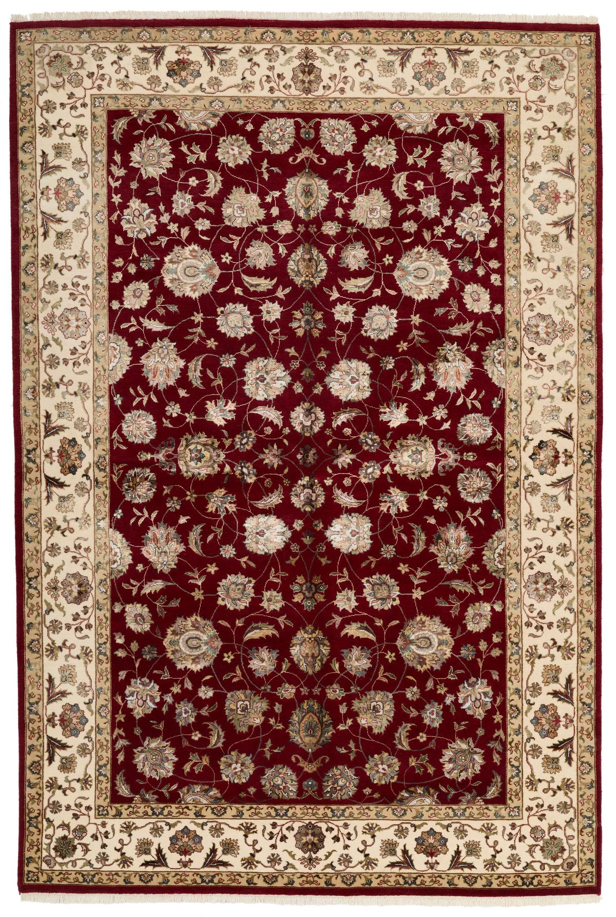 6x9 Red and Ivory Turkish Silk Rug