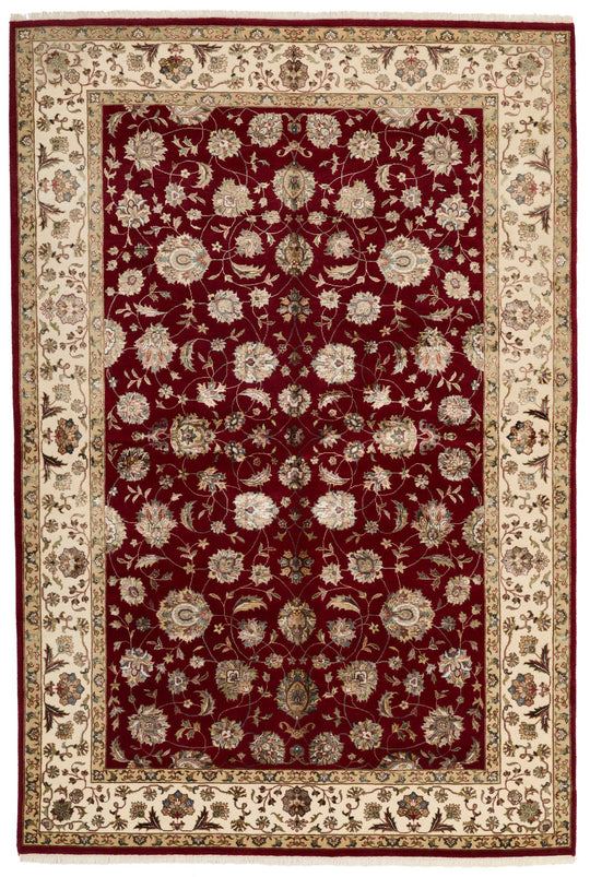 6x9 Red and Ivory Turkish Silk Rug