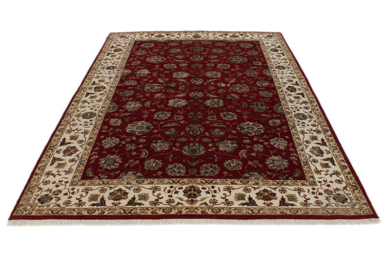 6x9 Red and Ivory Turkish Silk Rug