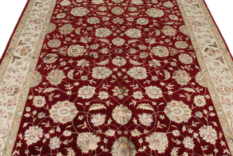 6x9 Red and Ivory Turkish Silk Rug