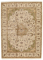 5x7 Ivory and Ivory Turkish Silk Rug