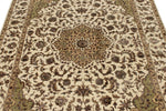 5x7 Ivory and Ivory Turkish Silk Rug