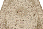 5x7 Ivory and Ivory Turkish Silk Rug