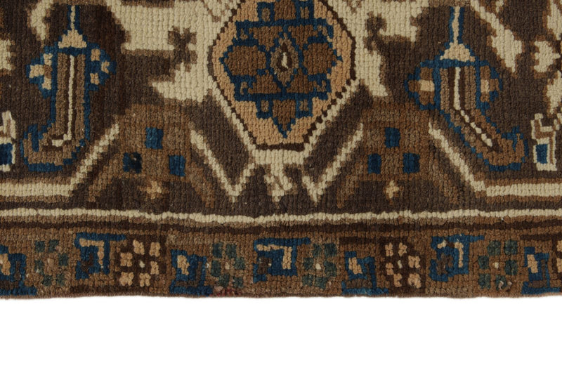 7x9 Ivory and Brown Turkish Oushak Rug