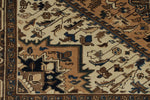 7x9 Ivory and Brown Turkish Oushak Rug