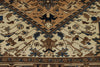 7x9 Ivory and Brown Turkish Oushak Rug
