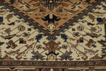 7x9 Ivory and Brown Turkish Oushak Rug