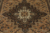 7x9 Ivory and Brown Turkish Oushak Rug