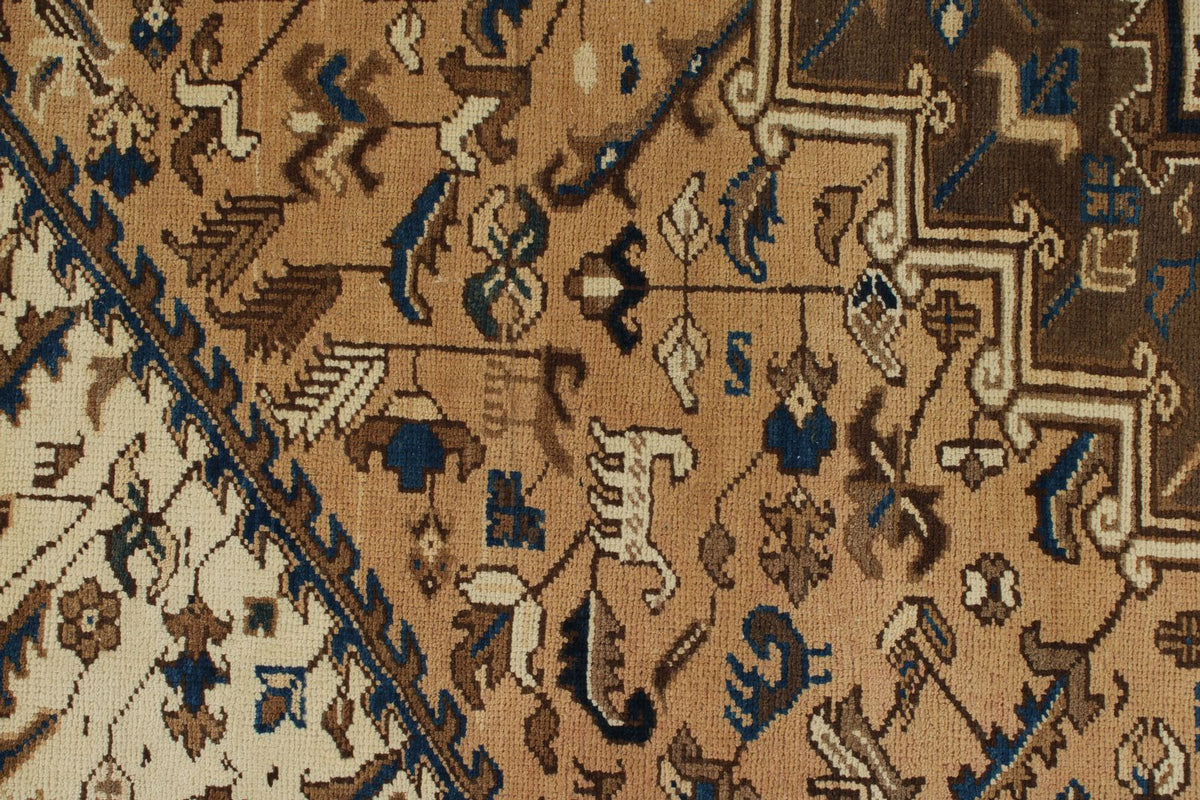 7x9 Ivory and Brown Anatolian Persian Rug