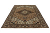 7x9 Ivory and Brown Turkish Oushak Rug