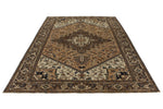 7x9 Ivory and Brown Turkish Oushak Rug