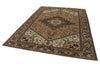 7x9 Ivory and Brown Turkish Oushak Rug