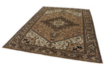 7x9 Ivory and Brown Turkish Oushak Rug