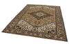 7x9 Ivory and Brown Turkish Oushak Rug