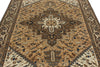 7x9 Ivory and Brown Turkish Oushak Rug