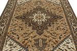 7x9 Ivory and Brown Turkish Oushak Rug