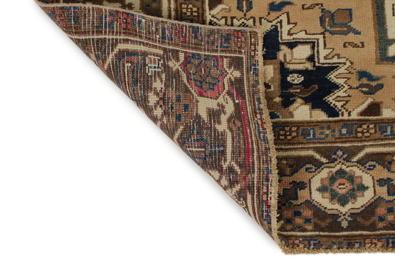 7x9 Ivory and Brown Turkish Oushak Rug