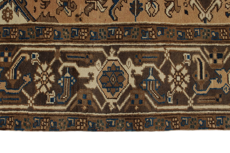 7x9 Ivory and Brown Turkish Oushak Rug