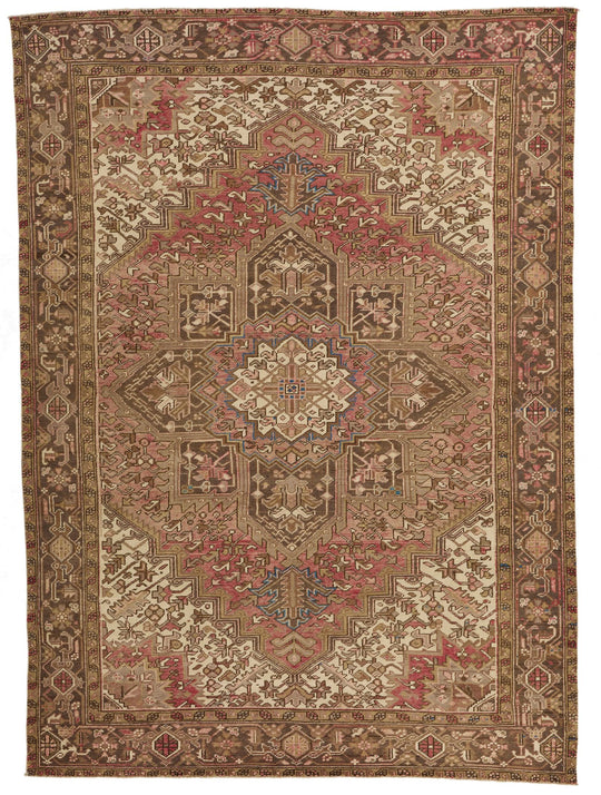 8x10 Ivory and Brown Anatolian Persian Rug