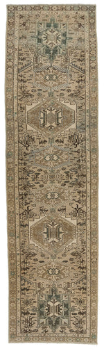 4x12 Ivory and Light Blue Turkish Oushak Runner