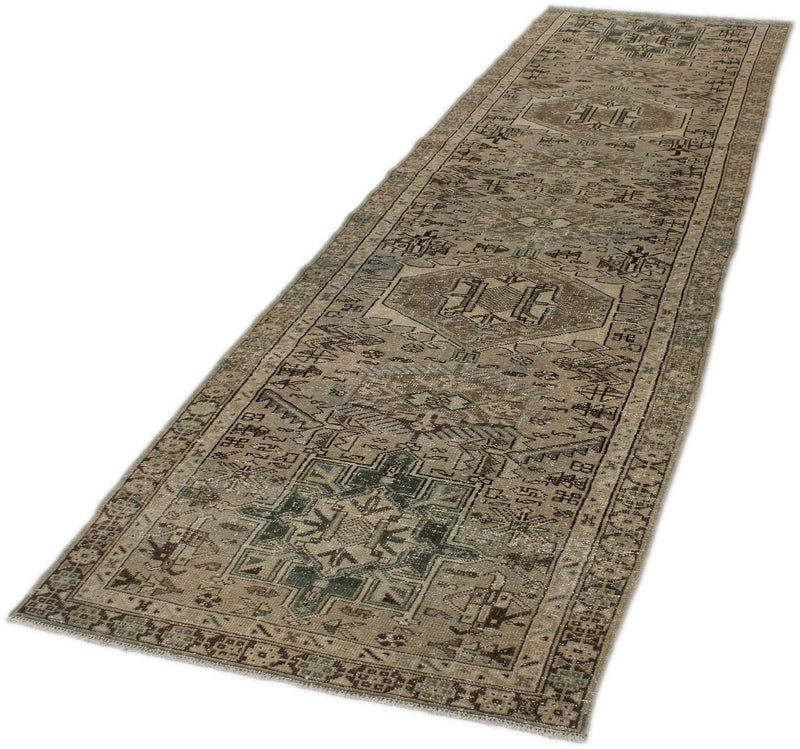 4x12 Ivory and Light Blue Turkish Oushak Runner
