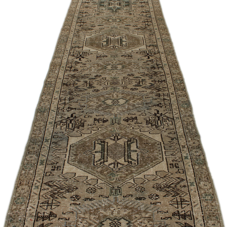 4x12 Ivory and Light Blue Turkish Oushak Runner