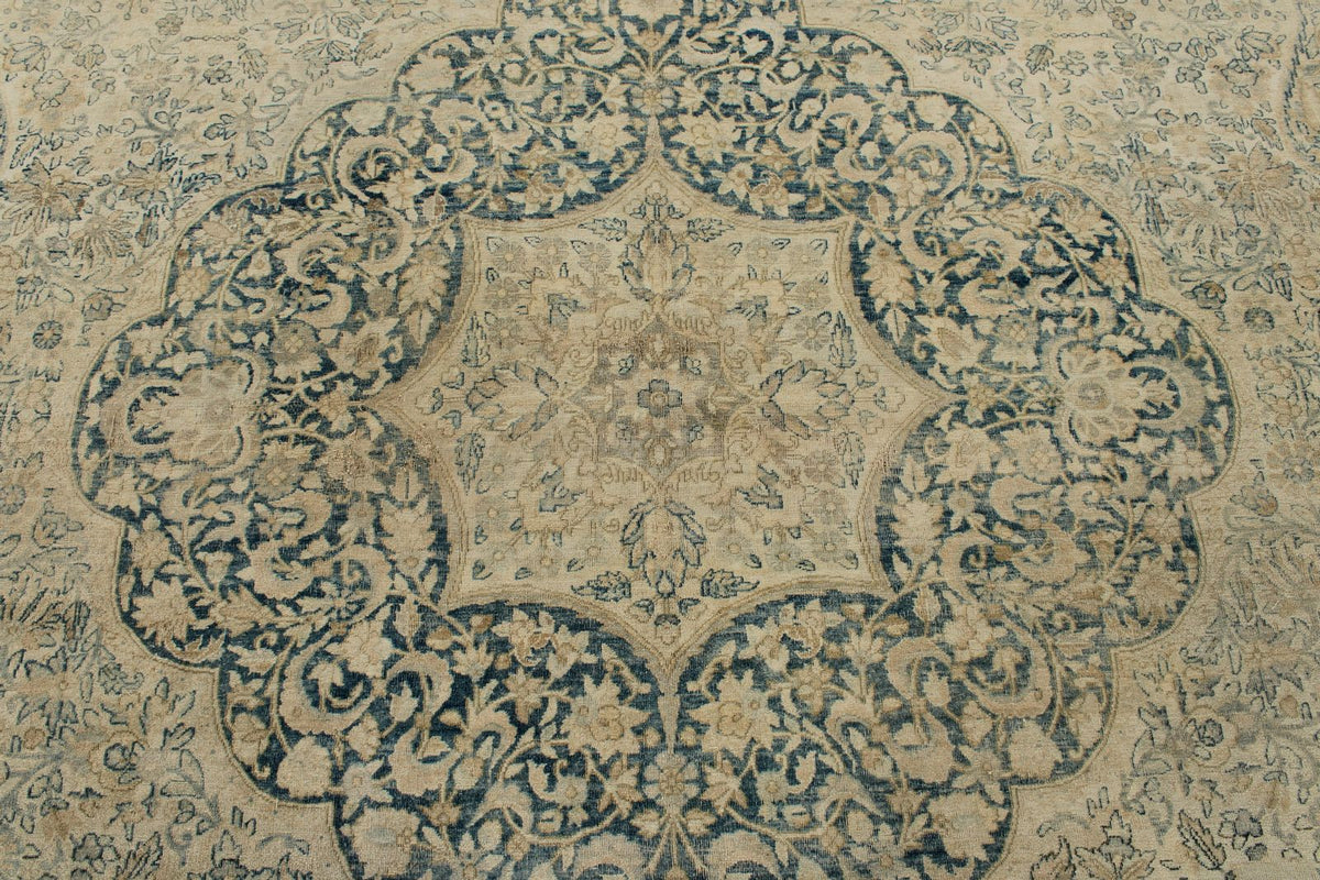 11x16 Ivory and Light Blue Turkish Oushak Rug