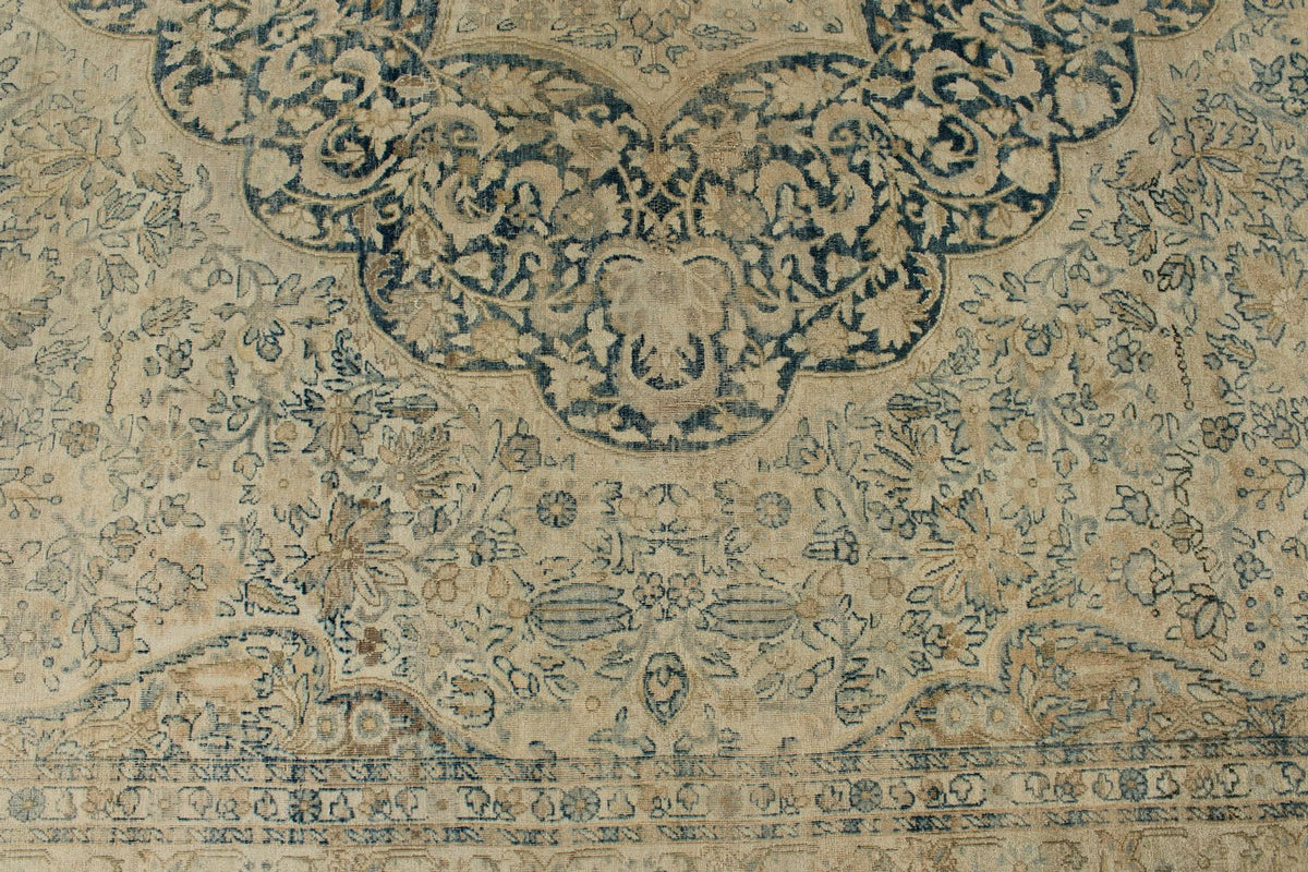 11x16 Ivory and Light Blue Turkish Oushak Rug
